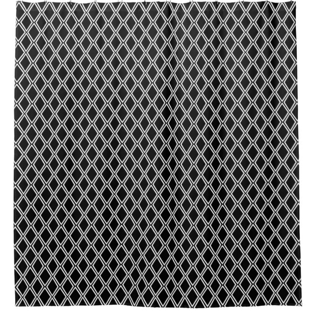 Black and White Geometric Pattern Shower Curtain (Front)