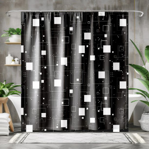 Black and White Geometric Pattern Shower Curtain