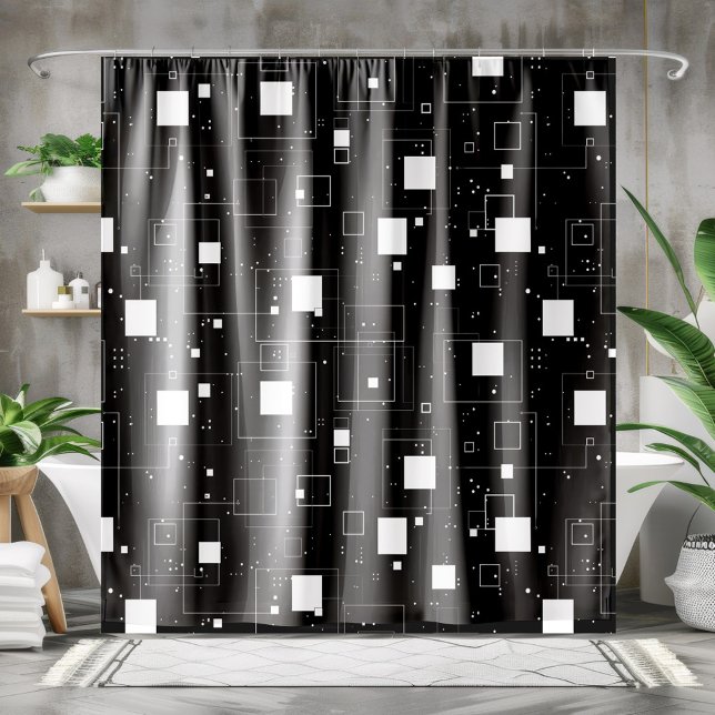 Black and White Geometric Pattern Shower Curtain (Creator Uploaded)