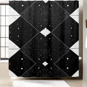Black and White Geometric Pattern Shower Curtain
