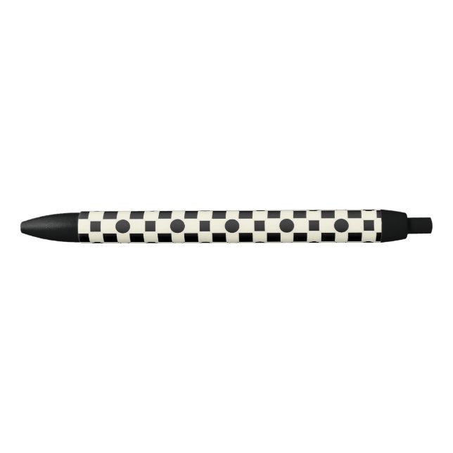 Black and White Geometric Pattern with Circles Ink Pen (Front)