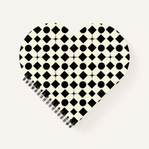 Black and White Geometric Pattern with Circles Notebook