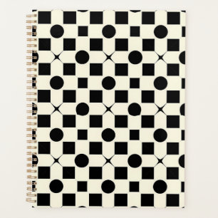 Black and White Geometric Pattern with Circles Planner