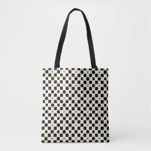 Black and White Geometric Pattern with Circles Tote Bag