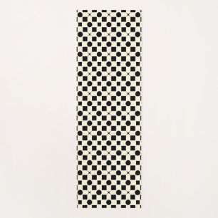 Black and White Geometric Pattern with Circles Yoga Mat