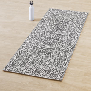 Black and white geometric pattern yoga mat