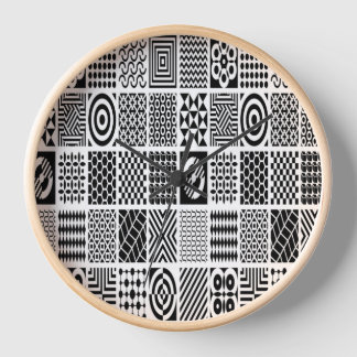 Black and White Geometric Patterns – Modern Abstra Clock