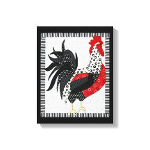 Black and White Geometric Rooster 11” x 14”
