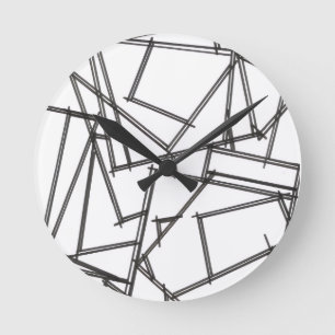 Black And White Geometric Round Clock
