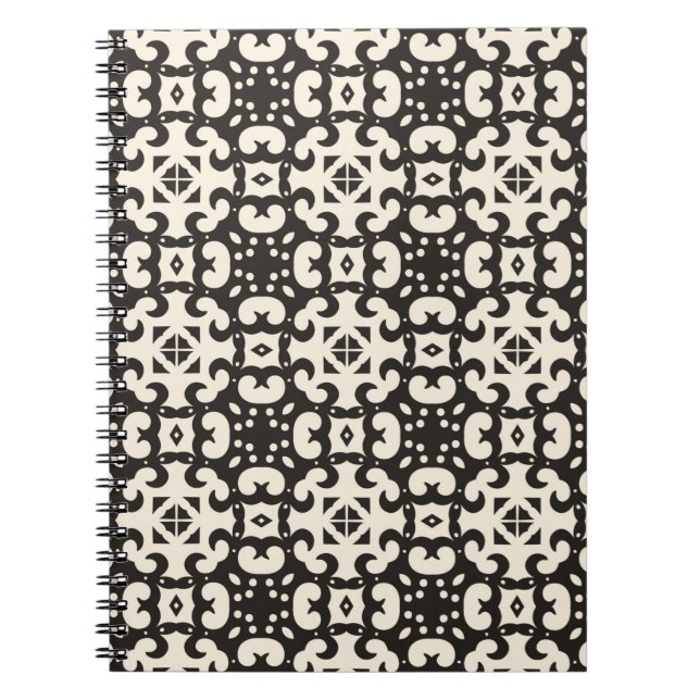 Black and White Geometric Seamless Pattern  Notebook (Front)