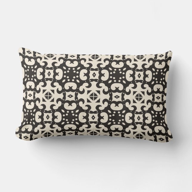 Black and White Geometric Seamless Pattern Throw P Lumbar Cushion (Front)