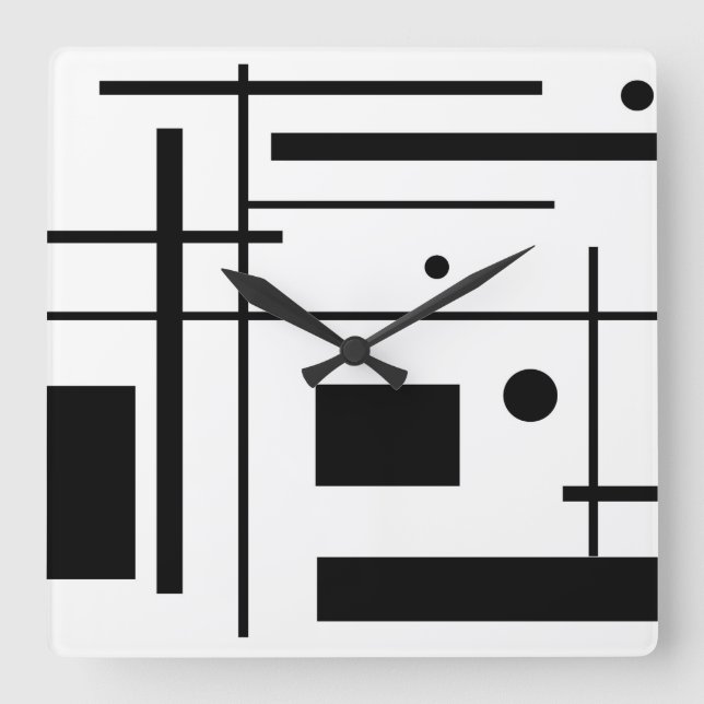 Black And White Geometric Shapes Clock (Front)