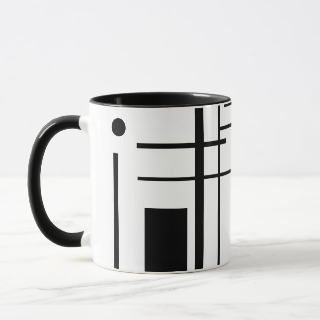 Black And White Geometric Shapes Coffee Mug (Left)