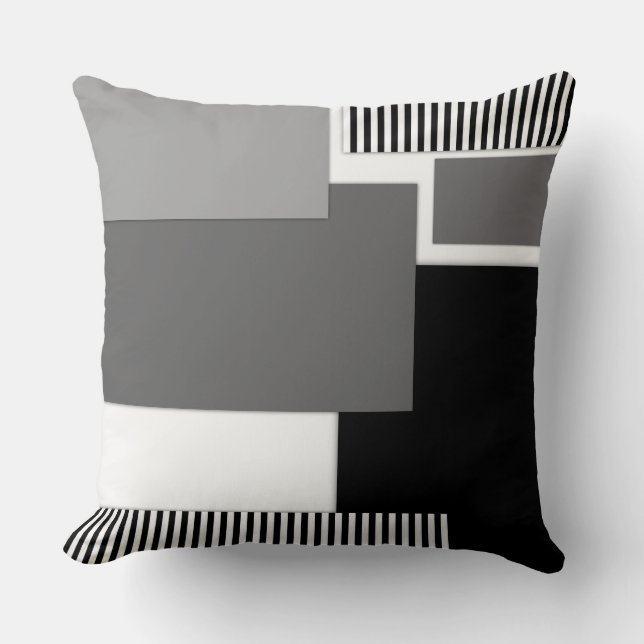 Black and white geometric shapes cushion (Front)