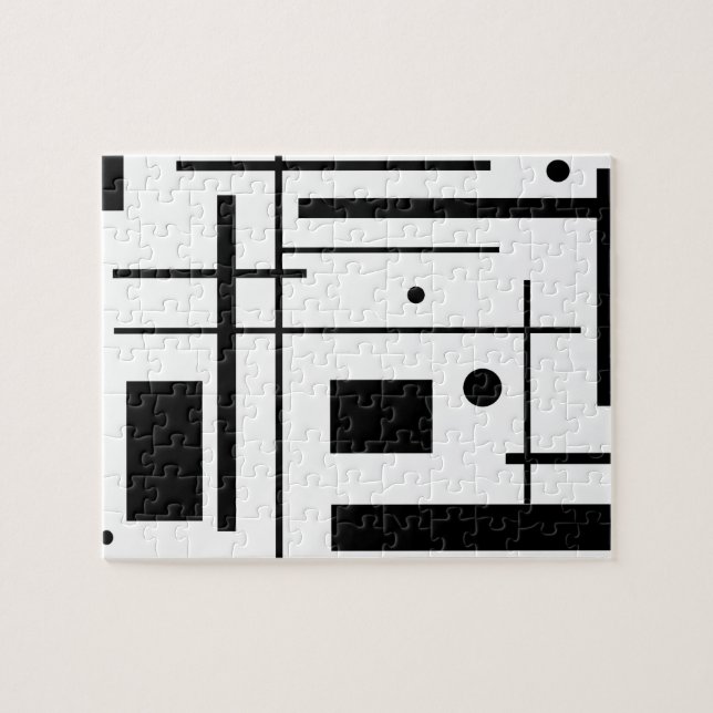 Black And White Geometric Shapes Jigsaw Puzzle (Horizontal)