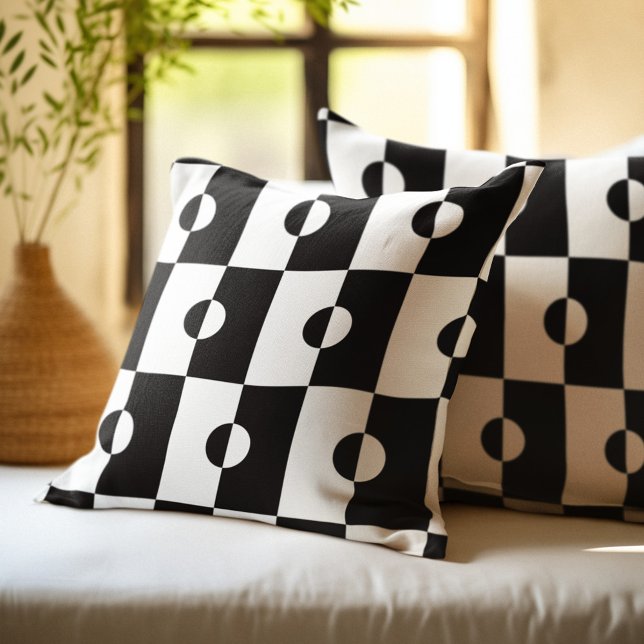 Black and White Geometric Square Pattern Cushion (Creator Uploaded)