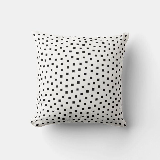 Black and White Geometric Squares Cushion (Front)