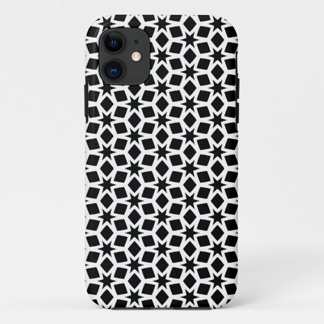 Black and White Geometric Star Pattern    Case-Mate iPhone Case (Back)