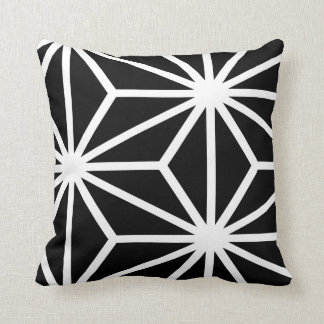 Black and White Geometric Star Pattern Cushion