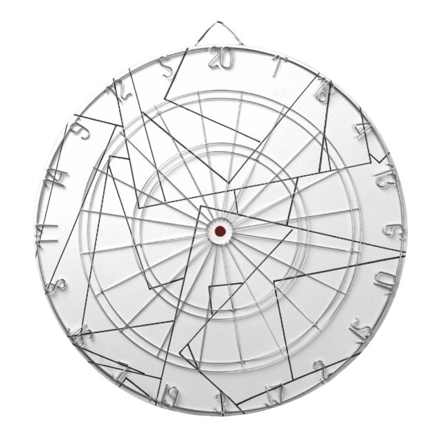 Black and White Geometric-Stylish Modern Bauhaus Dartboard (Front)