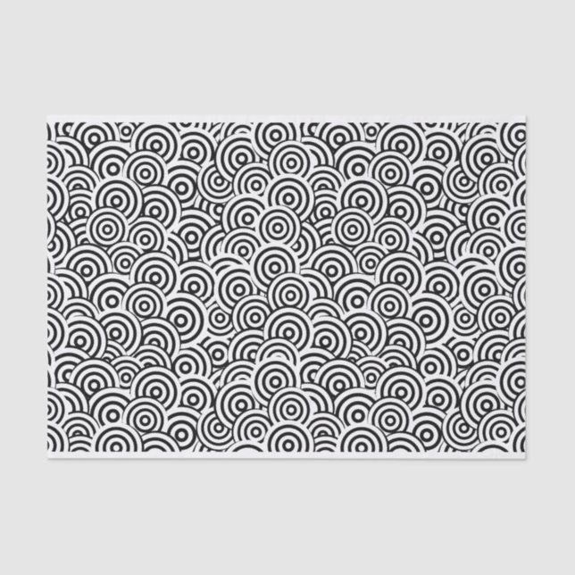 Black and White Geometric Swirl Print Tissue Paper (Front)