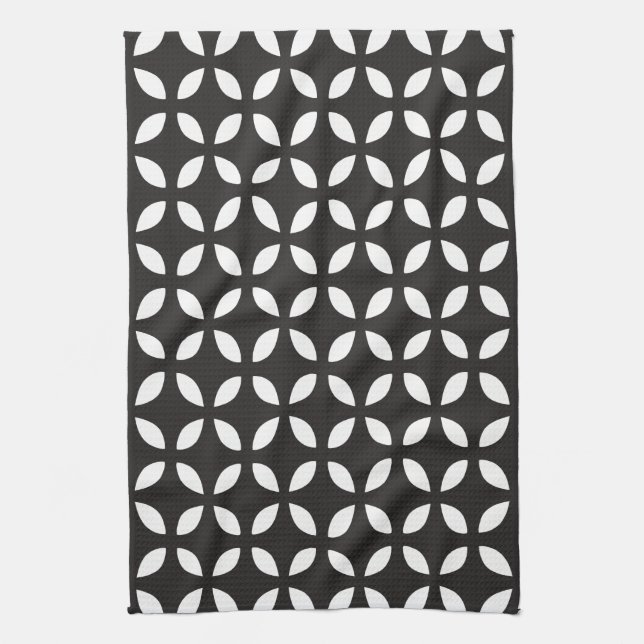 Black and White Geometric Tea Towel (Vertical)