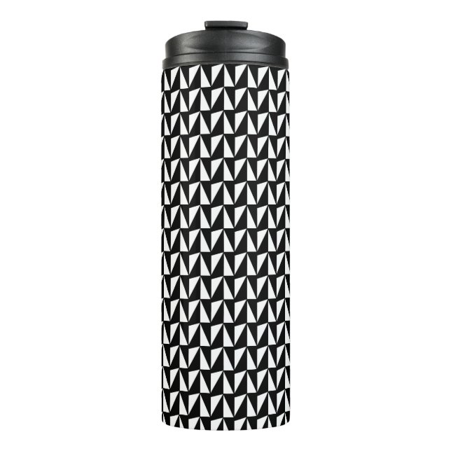 Black and White Geometric Thermal Tumbler (Front)
