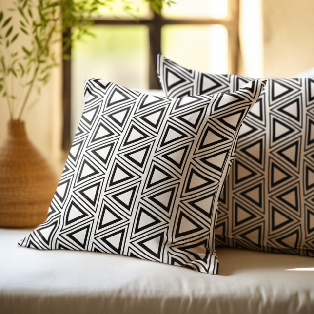 Black and White Geometric Triangle Pattern Cushion (Creator Uploaded)