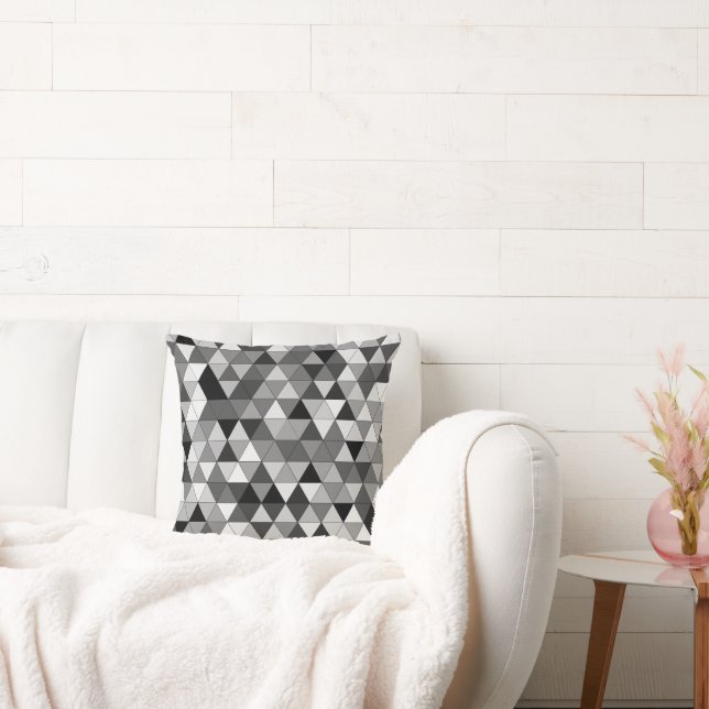 Black and White Geometric Triangles Pattern Cushion (Couch)