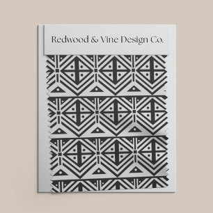 Black and White Geometric Tribal Pattern Fabric