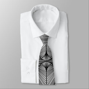 Black And White Geometric Web Line Drawing Tie