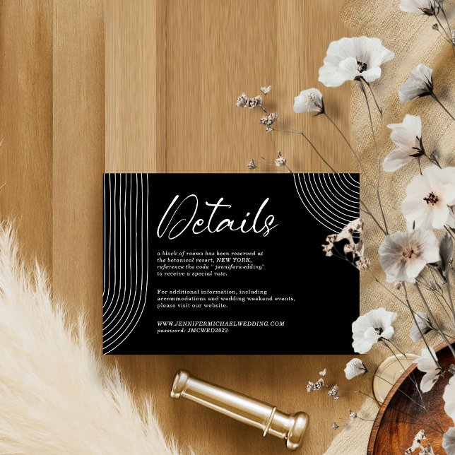 Black and White Geometric Wedding Details Enclosure Card (Creator Uploaded)