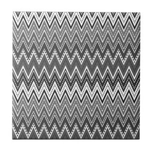 Black and white geometric zigzag pattern ceramic tile