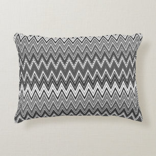 Black and white geometric zigzag pattern decorative cushion