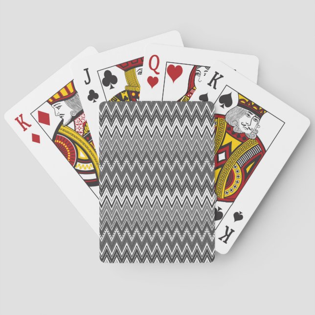 Black and white geometric zigzag pattern playing cards (Back)