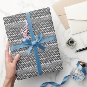 Black and white geometric zigzag pattern wrapping paper