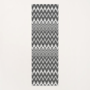 Black and white geometric zigzag pattern yoga mat