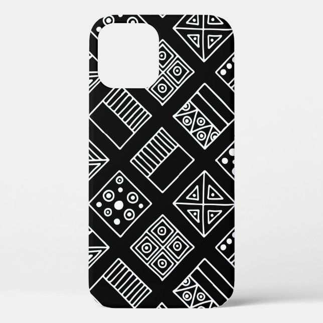 Black and white geometrical background with hand d Case-Mate iPhone case (Back)