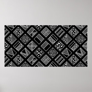 Black and white geometrical background with hand d poster