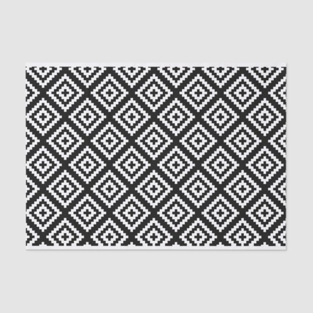 Black and White Geometrical Tribal Pattern Tissue Paper (Front)