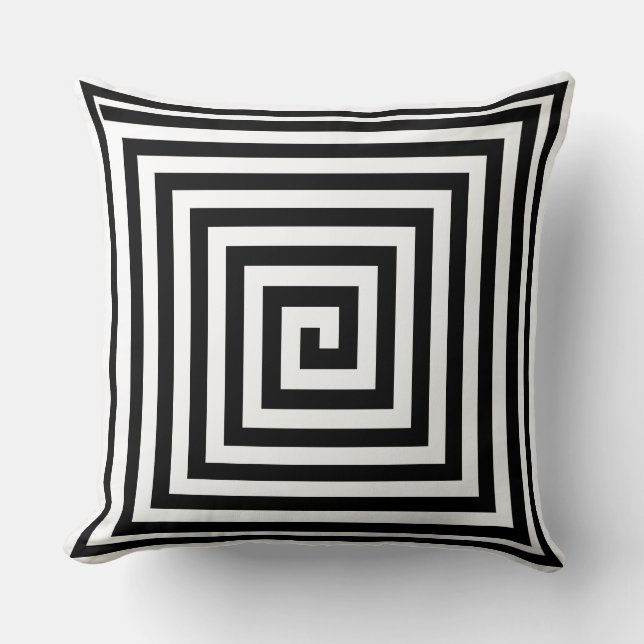 Black and White Geometrics Solid Reverse Cushion (Front)