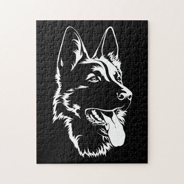Black And White German Shepherd Jigsaw Puzzle (Vertical)