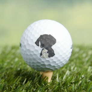 Black and White German Shorthaired Pointer Golf Balls