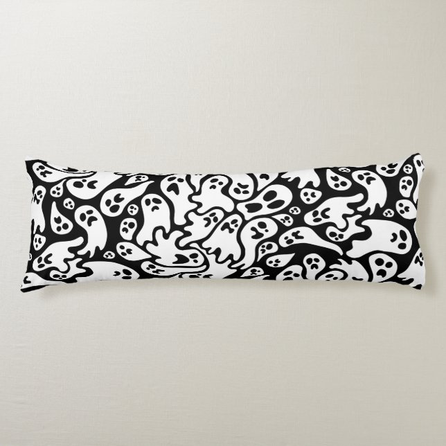 Black And White Ghost Pattern Body Cushion (Front)