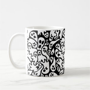 Black And White Ghost Pattern Coffee Mug