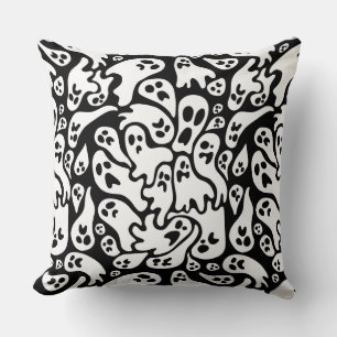 Black And White Ghost Pattern Cushion