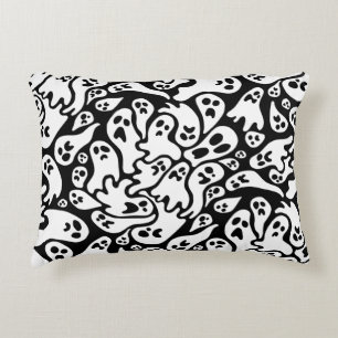 Black And White Ghost Pattern Decorative Cushion