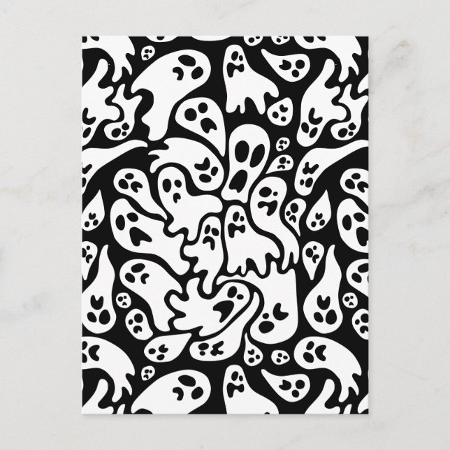Black And White Ghost Pattern Postcard (Front)