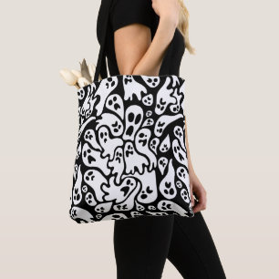 Black And White Ghost Pattern Tote Bag