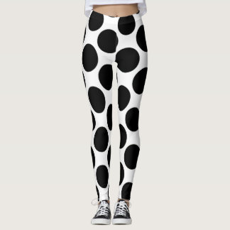 Black and white giant polka dot leggings